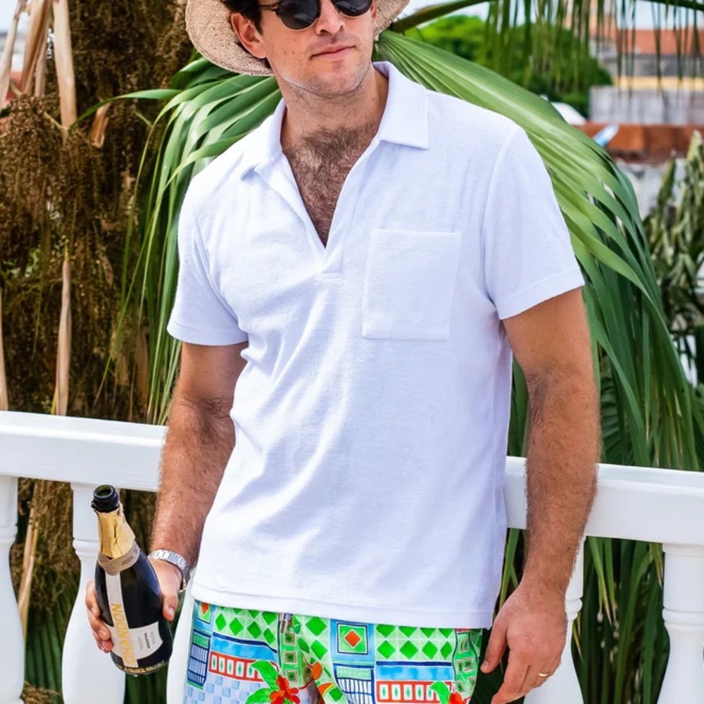 Kenny Flowers White Short Sleeve Casual Button-Down Polo Shirt